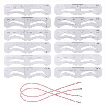 12 Pieces Reusable Eyebrow Stencil, Eyebrow Template with Elastic Band for Beginners6 Styles clear