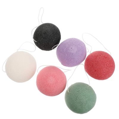 6pcs Jie Konjak Facial Exfoliating Bath Cellulose Facial Sponges Puff Bath Sponges Exfoliating Facial Cosmetic Face