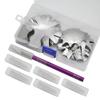 XINMEIWEN 12Pcs French Nail Trimmer Stainless Steel French Tip Cutters Smile Line Cutter DIY Plate Module with 1 Handles French Tip Cutting Knife and 25 Spare Knife for Acrylic Nail (Silver) view 2