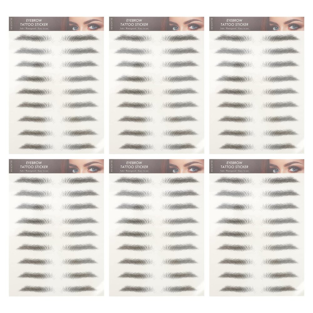 12pcs Eyebrows Stickers Hair- Waterproof Eyebrow Transfers Stickers Grooming Shaping Eyebrow Makeup Sticker for Women (BLACK- 04)