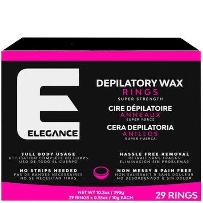 E Elegance Ultra Depilatory Wax Rings - Super Strength Hair Wax For Quick and Mess-Free Hair Removal, 29 PC