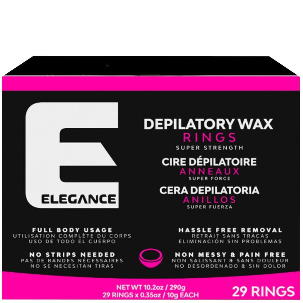 E Elegance Ultra Depilatory Wax Rings - Super Strength Hair Wax For Quick and Mess-Free Hair Removal, 29 PC