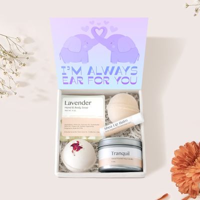 Dear Ava Spa Gifts for Women - Organic Self Care luxury Anti Stress Relaxing Bath and Body Kit Set Basket Box for Her with Heartfelt Card - Funny Motivational Gift