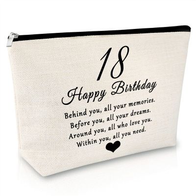 18th Birthday Gifts for Girls Daughter 18 Year Old Birthday Gift Makeup Bag for Women Best Friend Cosmetic Bag Happy 18th Birthday Gift for Adult Sister Bestie Niece 18th Bday Gift Zipper Travel Pouch