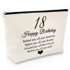 18th Birthday Gifts for Girls Daughter 18 Year Old Birthday Gift Makeup Bag for Women Best Friend Cosmetic Bag Happy 18th Birthday Gift for Adult Sister Bestie Niece 18th Bday Gift Zipper Travel Pouch view 1