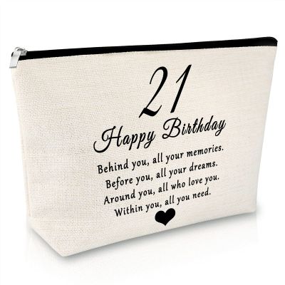21st Birthday Gifts for Girls Daughter Makeup Bag 21 Year Old Birthday Gifts Ideas Friendship Gift for Women Best Friends Besties Cosmetic Bag Happy 21st Birthday Gift for Sister Niece Travel Pouch