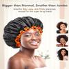 mikimini Extra Large Black Shower Caps Pack of 2 for Women and Men Thick Long Hair Braids, Reusable Waterproof Double Layers XL Bathing Hair Cap with Vibrant Orange Edge (Black) view 3