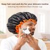 mikimini Extra Large Black Shower Caps Pack of 2 for Women and Men Thick Long Hair Braids, Reusable Waterproof Double Layers XL Bathing Hair Cap with Vibrant Orange Edge (Black) view 4