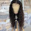 136 Water Wave Curly Transparent Lace Front Human Hair Wig Pre Plucked Lace Frontal Wig For Black Women Bleached Knots Free Part Glueless Brazilian Hair Remy 150% Density 18" view 2