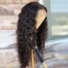136 Water Wave Curly Transparent Lace Front Human Hair Wig Pre Plucked Lace Frontal Wig For Black Women Bleached Knots Free Part Glueless Brazilian Hair Remy 150% Density 22" view 3