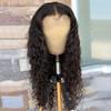 136 Water Wave Curly Transparent Lace Front Human Hair Wig Pre Plucked Lace Frontal Wig For Black Women Bleached Knots Free Part Glueless Brazilian Hair Remy 150% Density 22" view 4