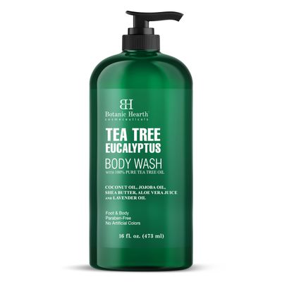 Botanic Hearth Eucalyptus & Tea Tree Body Wash Refreshing & Invigorating Shower Gel for Men & Women, Helps Soothe Skin, Sulfate & Paraben Free 16 fl oz