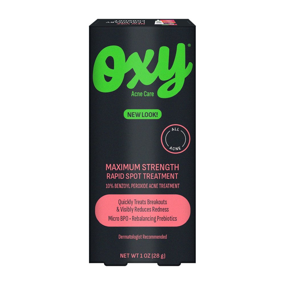 Oxy Rapid Acne Spot Treatment For Face & Body, Maximum Strength 10% Benzoyl Peroxide Acne Blemish Cream Medication for Acne and Blackheads, Prebiotic Pimple Cream for Acne Prone Skin Care, 1 oz