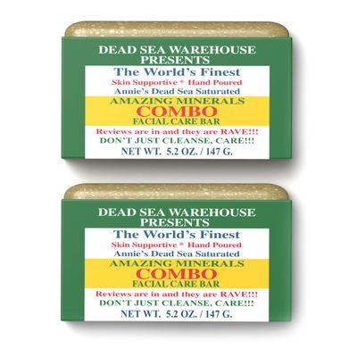 Dead Sea Warehouse - Dead Sea COMBO Facial Care Bar - Face Soap for Women and Men - Clarifying Dead Sea Mud & Salt Soap for Combination Skin, Handmade & Unscented, 5.2 oz - 2 Pack