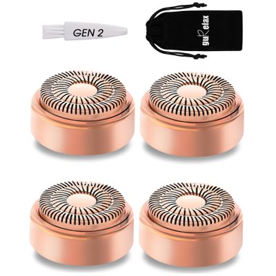 Replacement Heads for Finishing Touch Flawless Facial Hair Remover Device for Women, Replacement Blades for Flawless Replacement Heads Gen 2, 18k Gold with Gurelax Flannel Bag (4)