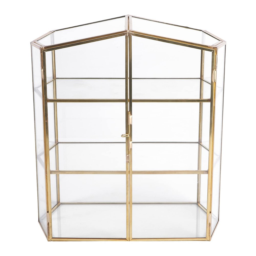ABOOFAN 1pc Box Glass Cabinet Jewelry Organizer Tray Multi- Layer Desktop Cosmetics Case Desktop Jewelry Makeup Organizer for Drawer Ornament Container Miss Cosmetic Box Metal Storage