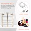 ABOOFAN 1pc Box Glass Cabinet Jewelry Organizer Tray Multi- Layer Desktop Cosmetics Case Desktop Jewelry Makeup Organizer for Drawer Ornament Container Miss Cosmetic Box Metal Storage view 2