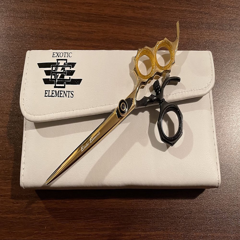 Black and Gold Premium Stainless Steel Scissor Shears Kit Used for Men, Women