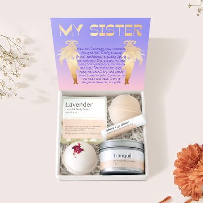 Dear Ava Spa Gifts for Women - Organic Self Care luxury Anti Stress Relaxing Bath and Body Kit Set Basket Box for Her with Heartfelt Card - Birthday Holiday Gift for Sister