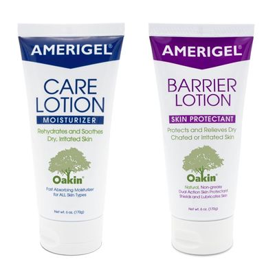 AMERIGEL Total Day & Night Skin Care Bundle - Care Lotion Hypoallergenic Moisturizer & Diabetic Skin Care (6 oz.) - Barrier Lotion Skin Protectant To Protect Chafed Skin (6 oz.)