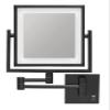 ALWUDI Wall Mounted Makeup Mirror with Lights and 3X Magnification, 8 in Double Sided Squares Vanity Mirror with Extendable Arm Bathroom Shaving Mirror for Bathroom Hotel,Black_Plug view 1