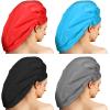 4 Pieces Jumbo Shower Caps, Extra Large Waterproof Shower Caps for Braids, Bath Hair Hat for Women Long Hair, Soft and Comfortable(Blank Pattern,Black, Grey, Blue, Red) view 1
