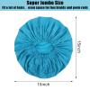 4 Pieces Jumbo Shower Caps, Extra Large Waterproof Shower Caps for Braids, Bath Hair Hat for Women Long Hair, Soft and Comfortable(Blank Pattern,Black, Grey, Blue, Red) view 3