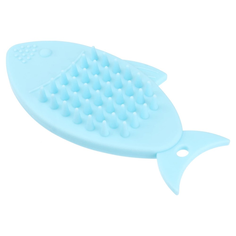 1Pc Fish-Shaped Massage Brush exfoliating Back Scrubber Silicone Shower Scrubber Silicone scrubbers Body Infant Hair Brush Bath Shower Brush Palm Dandruff Removal Baby