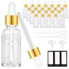 PrettyCare Glass Eye Dropper Bottle 2oz (60ml), 24 Pcs Clear Empty Thick Bottles Bulk with Leakproof Golden Caps - With Labels & Funnels for for Storage, Travel,Essential Oils, DIY Serums, Tincture view 1