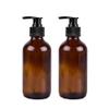 2 Pack Empty Amber Glass Lotions Pump Bottles Refillable Travel Glass Bottles with Pump Dispenser for Shampoo, Essential Oils, Cleaning Products, Lotions(500ml) view 1