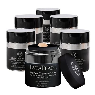 EVE PEARL HD Liquid Foundation Natural Matte Cover Everyday Long Lasting Minerals Makeup For All Skin Types 3,6,12 Value Packs (Light, Pack of 6)
