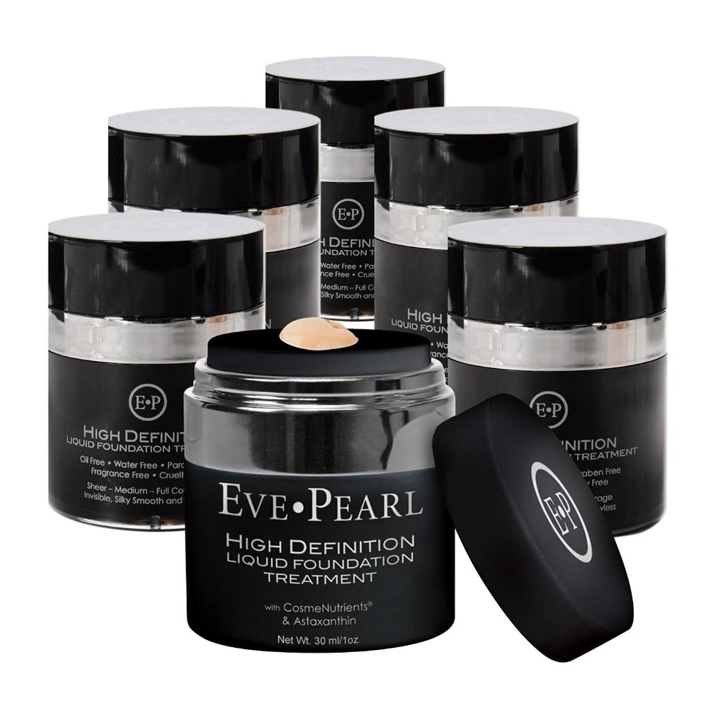 EVE PEARL HD Liquid Foundation Natural Matte Cover Everyday Long Lasting Minerals Makeup For All Skin Types 3,6,12 Value Packs (Light, Pack of 6)