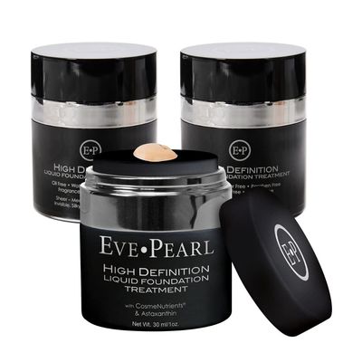 EVE PEARL HD Liquid Foundation Natural Matte Cover Everyday Long Lasting Minerals Makeup For All Skin Types 3,6,12 Value Packs (Light, Pack of 3)
