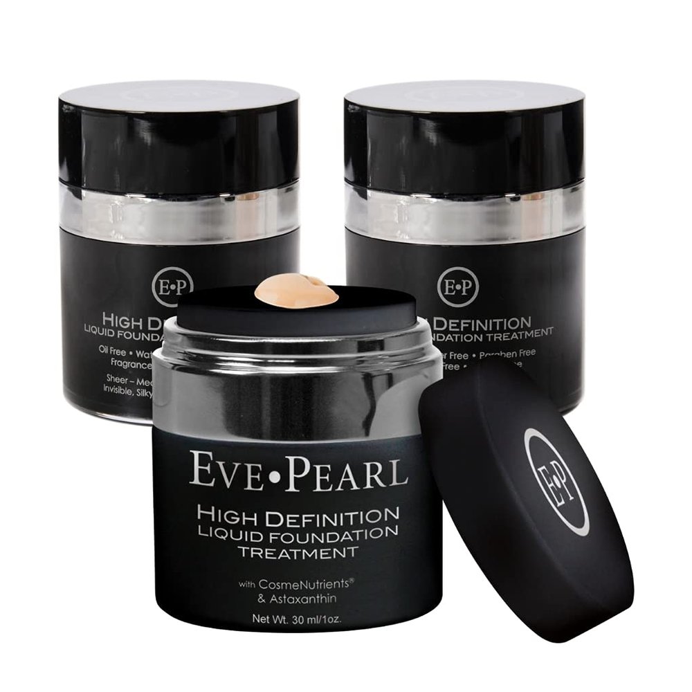 EVE PEARL HD Liquid Foundation Natural Matte Cover Everyday Long Lasting Minerals Makeup For All Skin Types 3,6,12 Value Packs (Light, Pack of 3)