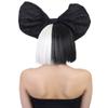 HPO Women's Celebrity Style Bob Wig, Multiple Color & Style Options, (Black & White w/Black Bow, Medium) view 3