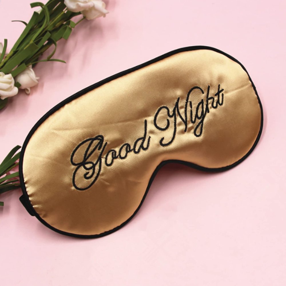 Sleep Cover Silk Soft Plush Eye Cover, Adjustable Strap Sleeping Eye Blinder Night Eyeshade Cover for Sweet Sleep Travel Nap Dry Puffy Eye Relax 1PCS Golden