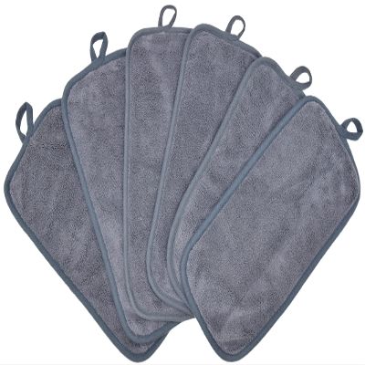 BloomSesame Makeup Remover Cloths for Face, Eye, Lips - Reusable Makeup Remover Pads Soft Microfiber Facial Cleansing Cloths 6 x 12 inch 6 Pack (Gray)