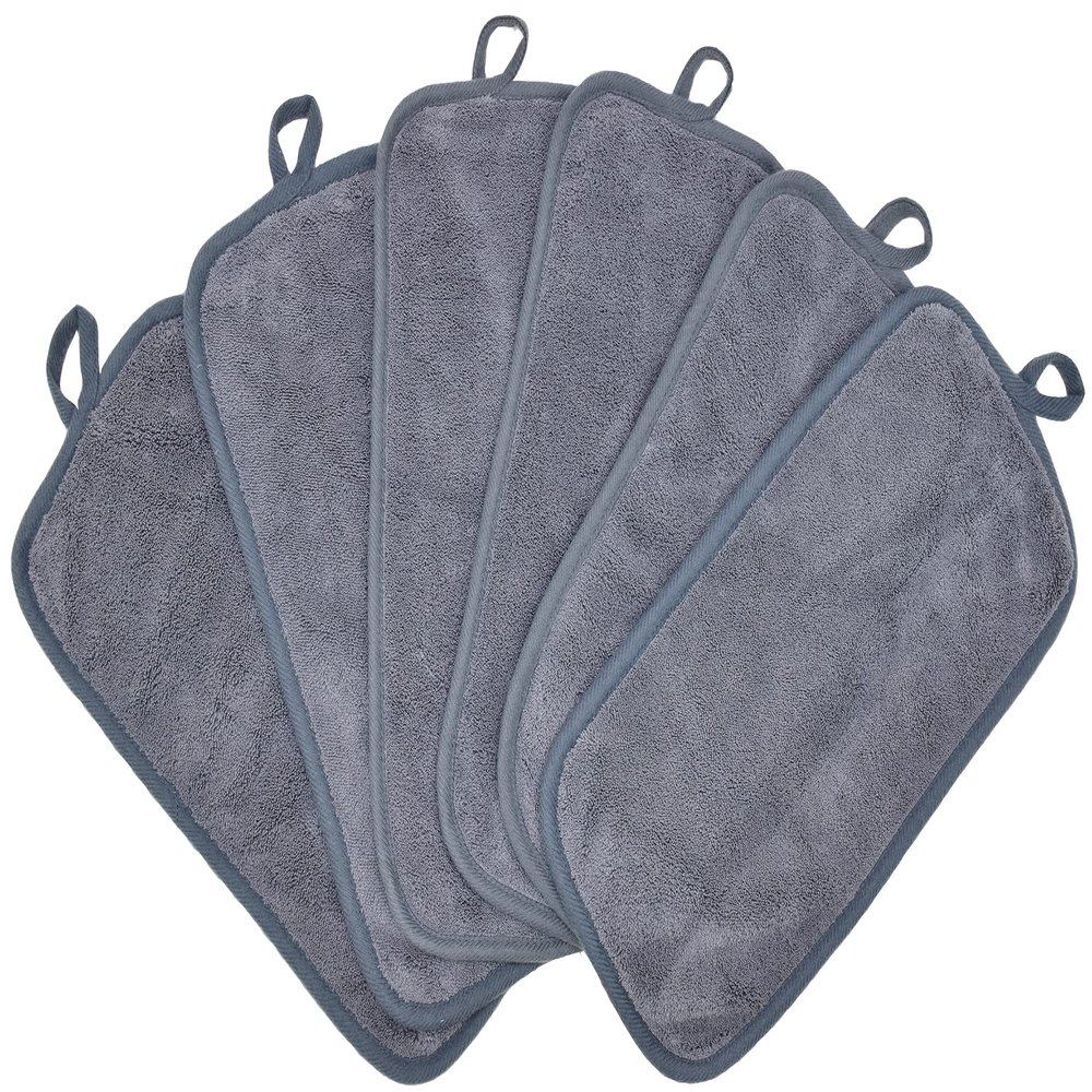 BloomSesame Makeup Remover Cloths for Face, Eye, Lips - Reusable Makeup Remover Pads Soft Microfiber Facial Cleansing Cloths 6 x 12 inch 6 Pack (Gray)