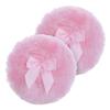 AKOAK 2 Pieces Large Fluffy Powder Puff, 4 "Super Soft Washable Reusable Fluffy Velvet Face Beauty Sponge, Ladies Only, with Bow, for Face and Body, Infants and Adults - Pink view 1