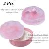 AKOAK 2 Pieces Large Fluffy Powder Puff, 4 "Super Soft Washable Reusable Fluffy Velvet Face Beauty Sponge, Ladies Only, with Bow, for Face and Body, Infants and Adults - Pink view 2