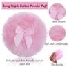 AKOAK 2 Pieces Large Fluffy Powder Puff, 4 "Super Soft Washable Reusable Fluffy Velvet Face Beauty Sponge, Ladies Only, with Bow, for Face and Body, Infants and Adults - Pink view 4