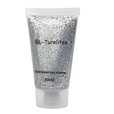 GL-Turelifes 30ml Sequins Chunky Glitter Liquid Eyeshadow Gel Festival Cosmetic Face Hair Nails Makeup Long Lasting Sparkling Easy to Apply, Easy to Remove (#06 Sliver)