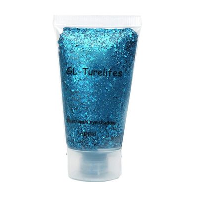 GL-Turelifes 30ml Sequins Chunky Glitter Liquid Eyeshadow Body Gel Festival Cosmetic for Face, Hair, Nails - Long Lasting Sparkling Makeup, Easy to Apply and Remove (#10 Lack Blue)