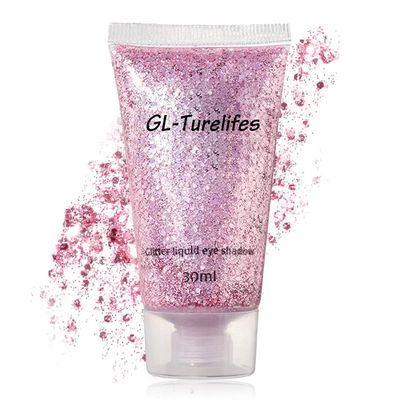 GL-Turelifes 30ml Sequins Chunky Glitter Liquid Eyeshadow Body Gel Festival Cosmetic Face Hair Nails Makeup Long Lasting Sparkling Easy to Apply and Remove (#09 Pink)