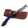 Qureshi Damascus Stainless Steel Barber razor, Straight Razor for Men Includes Fixed Blade, Leather Sharpening Strop, and Case with Colored Wood Handle for a Silky Magic Shave view 3