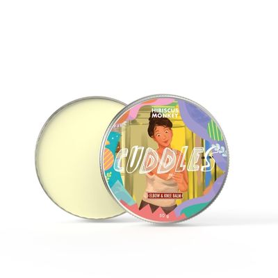 Hibiscus Monkey Cuddles, Elbow & Knee Balm, Reduces Discoloration, Deeply Moisturizes Dry and Rough Skin, Shea butter, Coconut Milk Oil, Vitamin E, Natural, Chemical Free, 50g