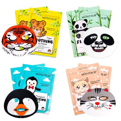Animal Spa Mask, Character Masks Sheet- Penguin, Panda, Tiger, Cat -Nourishing Moisturizing Effects For All Skin Types- Birthday Party Gift for her, Girls Night, Spa Night, Beauty Gift (8pack)
