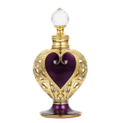 Lurrose Perfume Bottles Glass Vintage Jeweled Perfume Bottle Refillable Empty Essential Oil Bottle Cosmetic Liquid Container Home Decor 12ml
