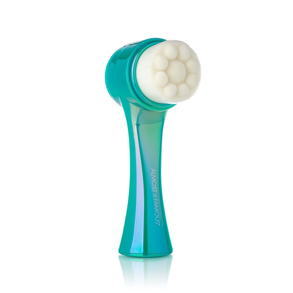 Almost Famous Face Scrubber 2-in-1 Travel Exfoliator, Brush Non-Electronic, Eco Friendly for Cleansing, Advanced Facial Cleansing, Reduces Lines and Wrinkles, Blackhead, Skin Care (Turquoise)