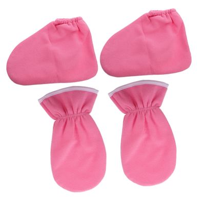 4pcs Essential Oil Gloves Spa Paraffin Wax Gloves Dry Skin Gloves Womens Boots Parrafin Wax for Hands Heated Warm Socks Paraffin Bath Mitt Women's Boots Work Pink Polyester Heating